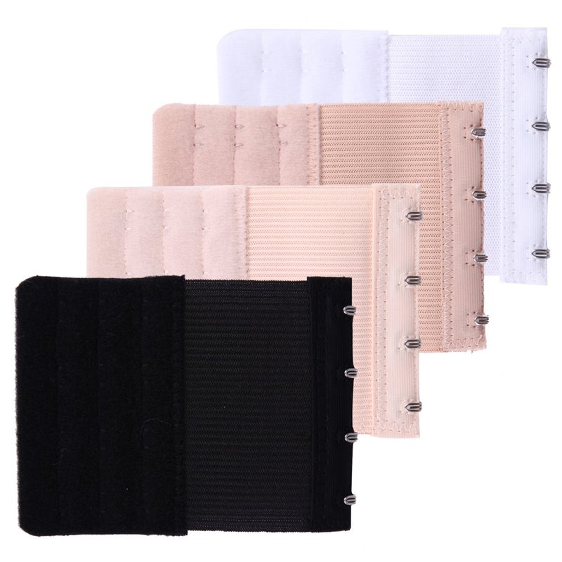 Senkary 4 Pieces Bra Extenders 4 Hook Comfortable Soft Stretchy Bra Extension Strap for Women (Multicoloured) - Image 3